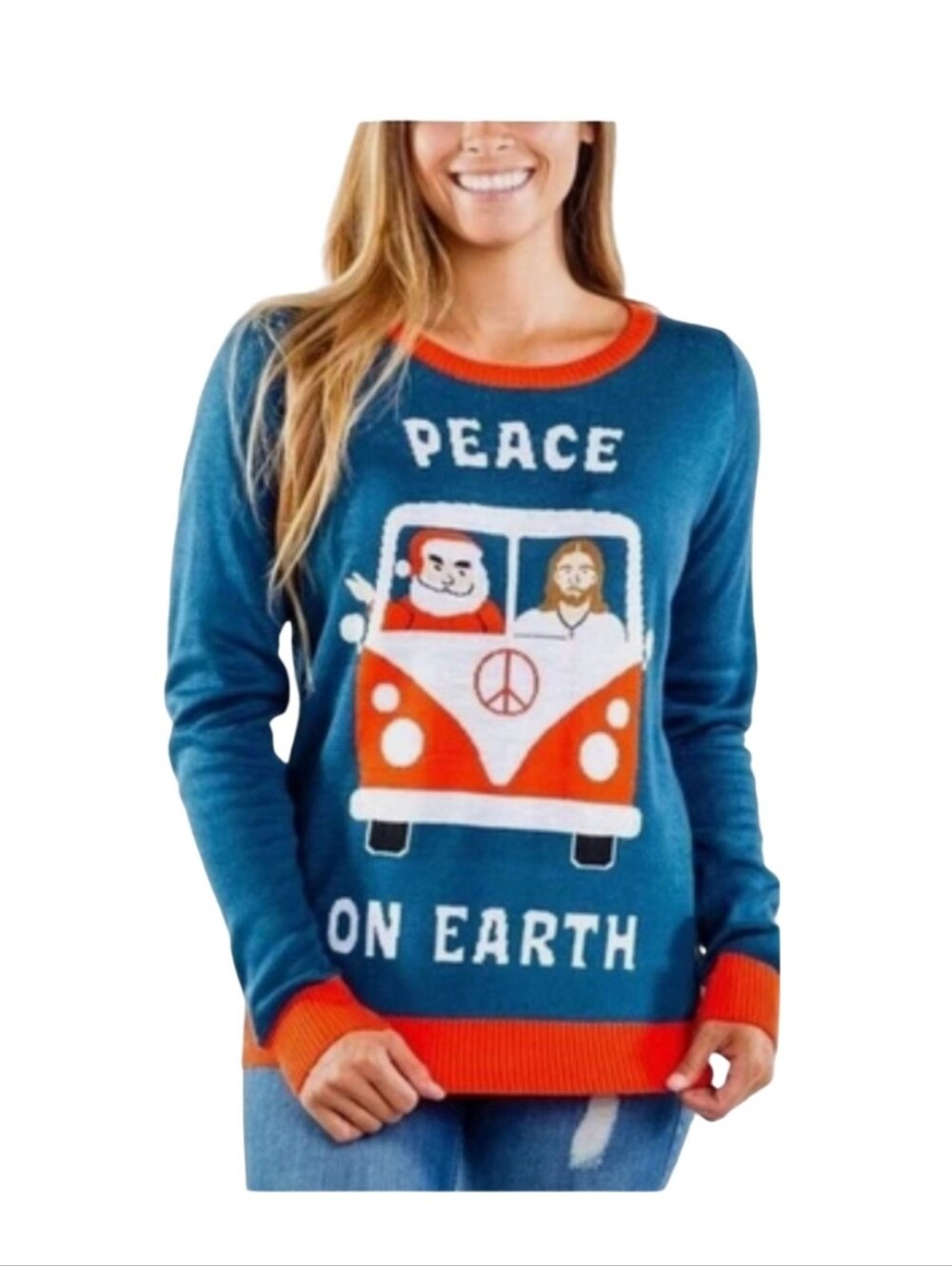 Tipsy Elves 'Peace On Earth' Graphic Crewneck Sweater Unisex NWT Size M